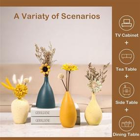 img 3 attached to Set of 4 Small Ceramic Vases for Farmhouse 🏡 Décor - Modern Table Vases with Morandi Matte Color Scheme