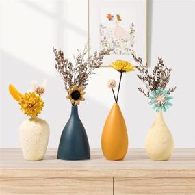 img 1 attached to Set of 4 Small Ceramic Vases for Farmhouse 🏡 Décor - Modern Table Vases with Morandi Matte Color Scheme