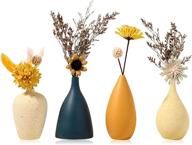 set of 4 small ceramic vases for farmhouse 🏡 décor - modern table vases with morandi matte color scheme logo