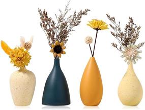 img 4 attached to Set of 4 Small Ceramic Vases for Farmhouse 🏡 Décor - Modern Table Vases with Morandi Matte Color Scheme