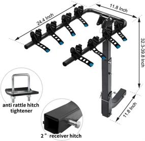 img 3 attached to 🚴 Heavy Duty 4-Bike Hitch Mount Carrier Rack by LITE-WAY - Compatible with Most Sedans, Hatchbacks, Minivans, SUVs (2 Inch Receiver) and Backed by 1 Year Warranty