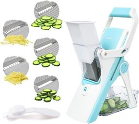 img 4 attached to 🥒 SveBake Professional Vegetable Mandoline Slicer for Kitchen - Multi Blade Mandolin Food Cutter, Ideal for Slice, Julienne, Matchstick, and Dice - Aqua