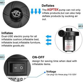 img 1 attached to 🔌 AGPtEK Electric Air Pump: Portable Quick-Fill Inflator/Deflator for Camping, Boats, Mattresses & More!