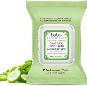 img 4 attached to 🏊 Babo Botanicals Swim & Sport 3-in-1 Face, Hand & Body Wipes - Natural Cucumber & Aloe Vera (30 Count)