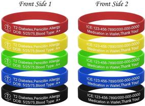 img 2 attached to 💉 MZZJ Custom Engraving Medical Alert ID Jewelry: Allergy ID Food Drug Allergy Bracelet - 100% Silicone Rubber Band for Teen Adults in 13 Color Options and Multiple Sizes (8MM-12MM-19MM)