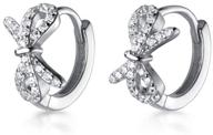 🎀 hypoallergenic s925 sterling silver small hoop earrings for women and teen girls - chic bow knot design with dainty crystal cz rhinestone butterfly - round huggie hinged hoops cartilage earring - 10mm - perfect gift for any occasion logo