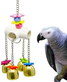 img 4 attached to IUHKBH Colorful Bird Swing Toy with Bell - Parrot Toy for Budgie Lovebirds Conures Small Parakeet Cages - Decorative Accessory