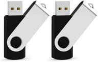 💾 juanwe 32gb usb 2.0 flash drive 2 pack: black swivel design memory stick for storage logo