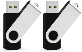 img 4 attached to 💾 JUANWE Флеш-накопитель USB 2.0 на 32 ГБ 2 шт.: Черный дизайн со сменным поворотом в виде памяти для хранения