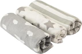 img 3 attached to Soft and Stylish Baby Swaddle Blanket Set - Cotton, 3pcs Unisex Newborn Swaddle Sack with Adjustable Wrap (Stars&amp;Cloud&amp;Stripe, 0-3 Months)