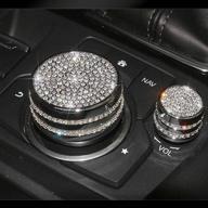 topdall crystal bling media control volume knob cover for mazda - stylish luxury interior accessory logo