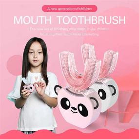 img 2 attached to AZDENT Kids' Electric Toothbrush: 360° All-around Cleaning, 🦷 Whitening Instrument with U Type Mouth Cleaner, Wireless Charging