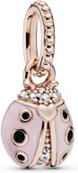 🐞 pandora rose pink ladybird crystal pendant with cubic zirconia: a stunning addition to your jewelry collection logo