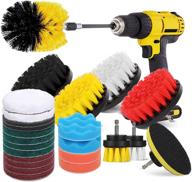 🧽 high quality 26-piece drill brush set for effective cleaning - power scrubber brush pad sponge kit with extend attachment for bathroom, car, grout, carpet, floor, tub, shower, tile, corners, kitchen+ logo