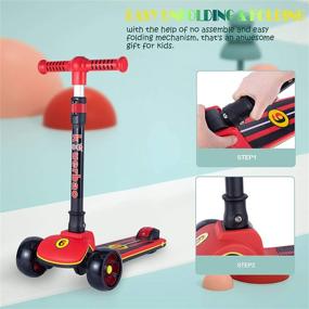 img 2 attached to 🛴 Fun and Safe 3 Wheel Kick Scooter for Kids Toddler, with Eye-catching LED Light up, Adjustable Height Folding Scooter for Children – Perfect for Boys and Girls from 3 to 12 Years Old