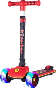 img 4 attached to 🛴 Fun and Safe 3 Wheel Kick Scooter for Kids Toddler, with Eye-catching LED Light up, Adjustable Height Folding Scooter for Children – Perfect for Boys and Girls from 3 to 12 Years Old