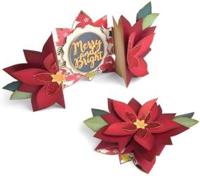 img 4 attached to 🌺 Набор для изготовления открыток Sizzix Thinlits Poinsettia Fold Jen Long Card Die Set (9 шт.), многоцветный - Повысьте качество своего творчества!