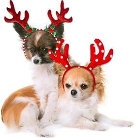 img 4 attached to Adorable Pack of 2 Dog Christmas Reindeer Antlers Headband: Perfect for Small Medium Dogs!