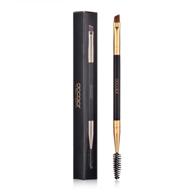 docolor professional tool - duo eyebrow brush with angled brush and spoolie brush, black logo