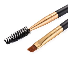 img 2 attached to Docolor Professional Tool - Duo Eyebrow Brush with Angled Brush and Spoolie Brush, Black