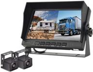 enhanced hd 1080p rv backup camera: 7 inch split screen monitor, front & rear view, waterproof, night vision, easy install logo