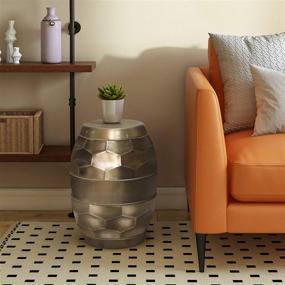 img 1 attached to 🏺 SIMPLIHOME Reeva Contemporary Metal Side Table: Antique Gold Accent, Fully Assembled for Living Room & Bedroom