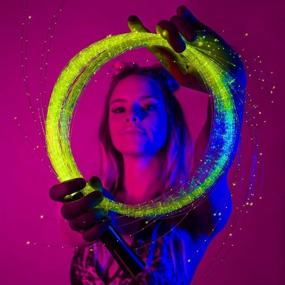 img 2 attached to 💫 GloFX Sparkle Fiber Space Whip Remix - Programmable LED Fiber Optic Whip, 6 Ft 360° Swivel - Super Bright Light Up Rave Toy EDM Pixel Flow Lace Dance Festival: Unleash Your Inner Dancer with this mesmerizing Light Show!