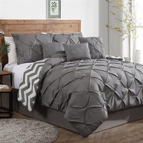 img 4 attached to 🛏️ Enhance Your Bedroom with the Avondale Manor Ella Pinch Pleat Bedding Set, King Size, in Elegant Grey