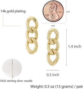 img 3 attached to 💎 Gold Plated Chain Dangle Earrings with S925 Silver Needle for Women, Girls – Perfect for Valentines, Birthdays, Anniversaries, Mother’s Day - Gifts for Her