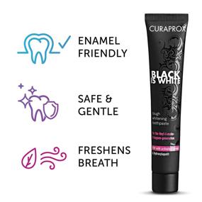 img 2 attached to CURAPROX Black Is White Charcoal Whitening Toothpaste - 90ml Tube