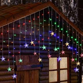 img 3 attached to 🎄 Kemooie 150 LED Icicle Lights with Star, 8 Modes Outdoor Christmas Lights Curtain Lights, 30 Drops Hanging Fairy Lights for Indoor and Outdoor Christmas Decoration, Wedding Party Decor - Multi Color