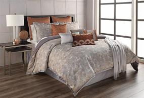 img 4 attached to King Size Riverbrook Home 🛏️ 7000 12-Piece Comforter Set in Aileen-Gray/Spice