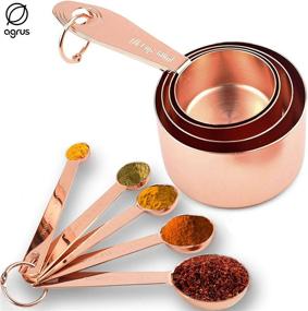 img 3 attached to 🍶 Copper Gram Rustic Kitchen Accessories: Measuring Cups and Spoons Set of 9 for Liquid or Dry Ingredients