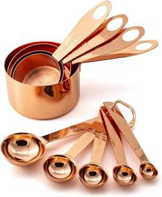 img 4 attached to 🍶 Copper Gram Rustic Kitchen Accessories: Measuring Cups and Spoons Set of 9 for Liquid or Dry Ingredients