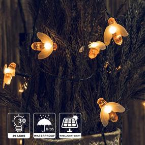 img 3 attached to 🐝 Shinymolly Solar String Lights: 2 Pack 21FT 30 LED Solar Bee Fairy Lights - Waterproof Outdoor Honeybee String Lights for Garden, Patio, Party & Weddings