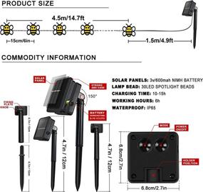 img 1 attached to 🐝 Shinymolly Solar String Lights: 2 Pack 21FT 30 LED Solar Bee Fairy Lights - Waterproof Outdoor Honeybee String Lights for Garden, Patio, Party & Weddings