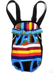 img 4 attached to 👜 Vibrant Patterned Pet Carrier Bag with Extended Front Legs: Cosmos Colorful Strip Design