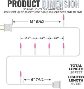 img 3 attached to 612 Vermont 50 Pink Christmas Lights on a White Wire 🎄 String, UL Approved, Indoor & Outdoor Use, 9ft Lighted Length, 11ft Total Length