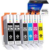 🖨️ gpc image compatible ink cartridge replacement for hp 564xl 564 xl, fits deskjet 3520 3522, officejet 4620, photosmart 5520 7520 7525 printers – 2 black, 1 cyan, 1 magenta, 1 yellow, 1 photo black (6-pack) logo