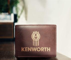 img 3 attached to 👛 Engraved Leather Wallet with Kenworth Logo