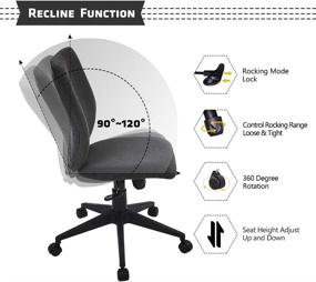 img 2 attached to 🪑 Comfortable and Versatile Armless Office Chair: Bowthy Ergonomic Computer Task Desk Chair with Mid Back, Swivel Mechanism, and Fabric Upholstery in Black