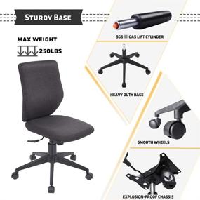 img 1 attached to 🪑 Comfortable and Versatile Armless Office Chair: Bowthy Ergonomic Computer Task Desk Chair with Mid Back, Swivel Mechanism, and Fabric Upholstery in Black