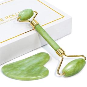 img 4 attached to 🌿 Набор для массажа Huefull Gua Sha Facial Tool и Jade Roller: снижает отечность и улучшает морщины - инструменты для массажа лица и тела.