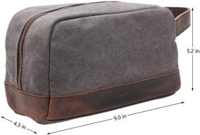 img 3 attached to 🧳 Refined Vintage Grey Leather Canvas Travel Toiletry Bag Shaving Dopp Kit #A001 - Unbeatable Style and Utility