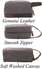 img 2 attached to 🧳 Refined Vintage Grey Leather Canvas Travel Toiletry Bag Shaving Dopp Kit #A001 - Unbeatable Style and Utility