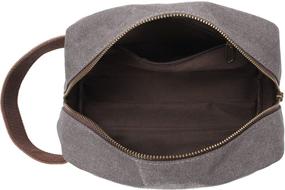 img 1 attached to 🧳 Refined Vintage Grey Leather Canvas Travel Toiletry Bag Shaving Dopp Kit #A001 - Unbeatable Style and Utility