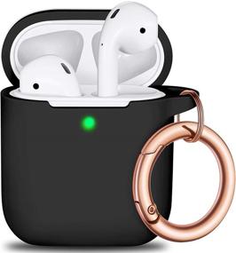 img 4 attached to Чехол для чехла AirPods с ключами Rosegold: полностью защитный силиконовый аксессуар для женщин и девочек с беспроводным зарядным чехлом Apple AirPods - черный