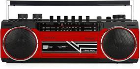 img 4 attached to 📻 Riptunes Cassette Boombox: Retro Bluetooth, Player & Recorder, AM/FM/SW-1-SW2 Radio, USB & SD, RED