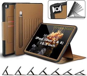 img 4 attached to 📱 VEIMER Case for iPad 8th/7th Generation 10.2 inch with Apple Pencil Holder | Shockproof, Smart Auto Sleep Cover | Premium Leather, Magnetic Stand & Card Slot | Compatible with iPad 2020/2019 (Brown)