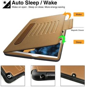 img 1 attached to 📱 VEIMER Case for iPad 8th/7th Generation 10.2 inch with Apple Pencil Holder | Shockproof, Smart Auto Sleep Cover | Premium Leather, Magnetic Stand & Card Slot | Compatible with iPad 2020/2019 (Brown)